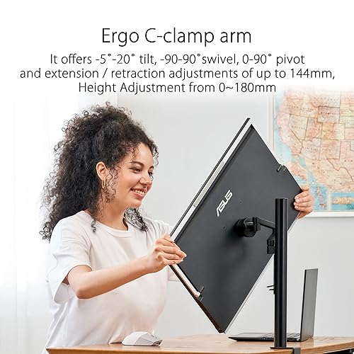 ASUS ZenScreen 24” (23.8” viewable) 1080P Portable USB-C Monitor (MB249C) - Full HD, IPS, Speakers, Multi-Stand Design, Kickstand, C-clamp Arm, Partition Hook, Carrying Handle, Work from Home Monitor