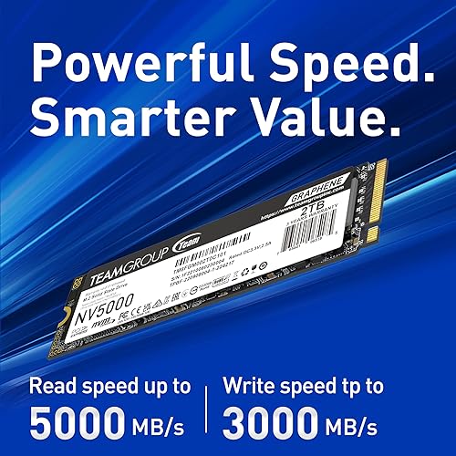 TEAMGROUP NV5000 1TB SLC Cache NVMe PCIe Gen4x4 M.2 2280 Laptop, Desktop SSD Read/Write Speed up to 4500 / 1900MB/s TM8FGM001T0C101