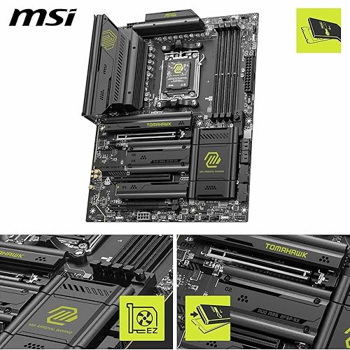 MSI MAG X870E Tomahawk WiFi Gaming Motherboard (AMD Ryzen 9000/8000/7000 Series Processors, AM5, DDR5, PCIe 4.0, M.2, SATA 6Gb/s, USB 3.2 Gen 2, HDMI/DP, Wi-Fi 6E, Bluetooth 5.3, 2.5Gbps LAN, ATX)