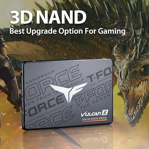 TEAMGROUP T-Force Vulcan Z 256GB SLC Cache 3D NAND TLC 2.5 Inch SATA III Internal Solid State Drive SSD (R/W Speed up to 520/450 MB/s) T253TZ256G0C101 256gb Vulcan Z