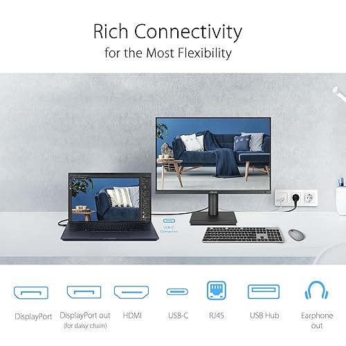 ASUS 24” Docking Monitor (BE248CFN) – WUXGA (1920x1200), IPS, 100Hz, Frameless, USB-C Docking, RJ45, Speakers, Height Adjustable, HDMI, Daisy-Chain, Eye Care, Wall Mountable, 3 yr Warranty