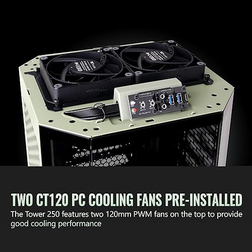 Thermaltake Tower 250 Matcha Green Mini-ITX Mini Tower; 2x120mm CT Fans Included; 360mm Radiator Support; 360mm GPU Clearance; Dual Chamber; CA-1Z9-00SEWN-00 Tower 250 Matcha Green Case