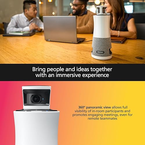 RICOH Meeting 360 3-in-1 Video Conferencing Device | 360 Degree Panoramic View with Active Speaker Detection & Focus | 3 Mics with Background Noise Reduction | 3X 8W Speakers | USB-C Bus Powered