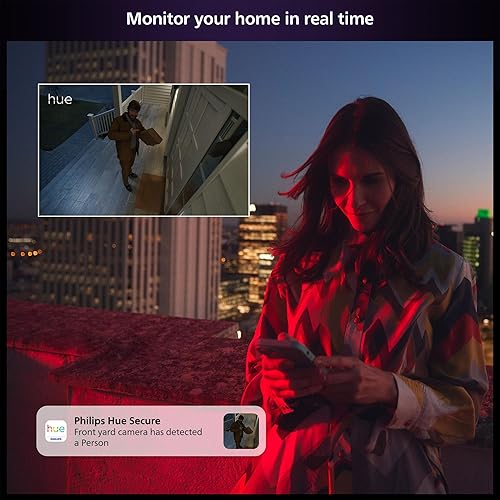 Philips Hue Secure Wired Smart Home Security Camera, Black - 1 Pack - 1080P HD Video - Night Vision - Motion Detection - Two-Way Talk - Indoor/Outdoor - Weatherproof - Works with Hue App