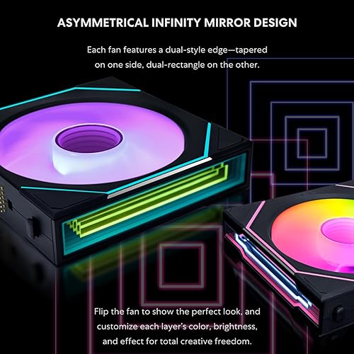 Lian Li UNI Fan SL-Infinity Wireless 120 - Triple Pack (Reverse Blade) - 2.4GHz Wireless Signal ARGB Fan Control - Double Infinity Mirror - Low Noise - Controller Included - White 120 Reverse Triple White