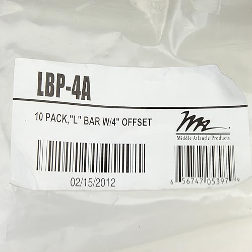 Middle Atlantic LBP-4A 4 Offset L-Shaped Lace Bar For Rackrail (10 Pack)