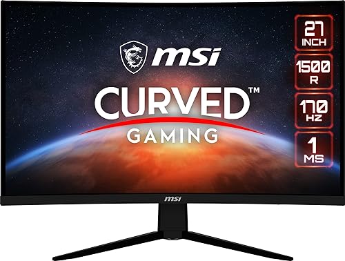 MSI G273CQ, 27" Gaming Monitor, 2560 x 1440 (QHD), VA, 170Hz, FreeSync Premium, HDR Ready, HDMI, Displayport, Tilt, Black