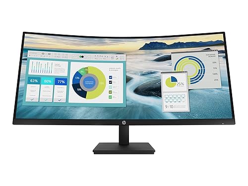 HP P34HC G4 34 WQHD Curved Screen Edge LED LCD Monitor - Vertical Alignment - 3440 x 1440-250 Nit - 100 Hz RR - HDMI - Display Port - Black (Renewed)
