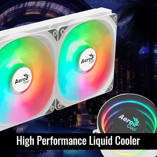 AeroCool Oasis L360 ARGB AIO Liquid CPU Cooler, TDP 300W, 360mm Radiator, Mirage Design with ARGB Lighting, 3x120mm ARGB Fans, Intel LGA 1700, 1200, 115X, 2066, 1366, AMD AM5/AM4 Sockets - White White AIO L360mm