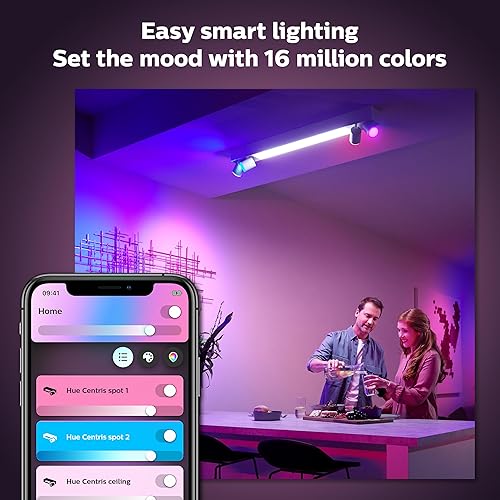 Philips Hue White and Color Ambiance Centris Smart LED Ceiling Light - Includes (1) Color Changing Light Fixture in White with 4 Individually Adjustable Spotlights - Works with Voice