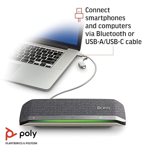 Poly - Sync 40 Smart -Speakerphone (Plantronics) - Flexible Work Spaces - Connect to PC/Mac via Combined USB-A/USB-C -Cable and Smartphones via -Bluetooth - Works with Teams, Zoom & More