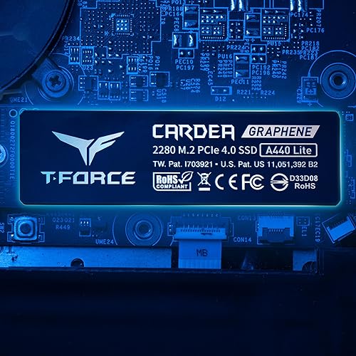 TEAMGROUP T-Force A440 Lite 2TB Graphene Heatsink 3D NAND TLC NVMe Phison PS5027-E27T PCIe 4.0 Gen4x4 M.2 2280 Internal SSD Read/Write 7400/6400 MB/s TM8FFQ002T0C129 2TB A440 LITE
