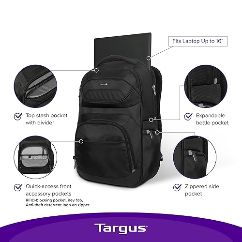 Targus Balance EcoSmart Travel and Checkpoint-Friendly Laptop Backpack, Weather Resistant PVC-Free, Suspension Protection Legend Backpack