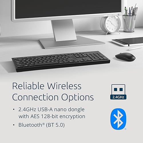 Kensington KM270 EQ Rechargeable Bluetooth Keyboard & Mouse Desktop Set, 2.4GHz & Bluetooth 5.0 Wireless Connection (K75560NA) Rechargeable Desktop Set
