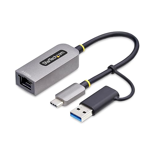 StarTech.com 2.5GbE USB-C to Ethernet Adapter with USB-A Converter, NBASE-T NIC, USB 3.0 Type-C 2.5/1G Multi Speed Network