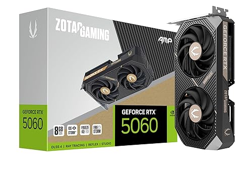 ZOTAC Gaming GeForce RTX 5060 AMP DLSS 4 8GB GDDR7 128-bit 28 Gbps PCIE 5.0 Gaming Graphics Card, IceStorm 2.0 Cooling, ZT-B50600F-10M