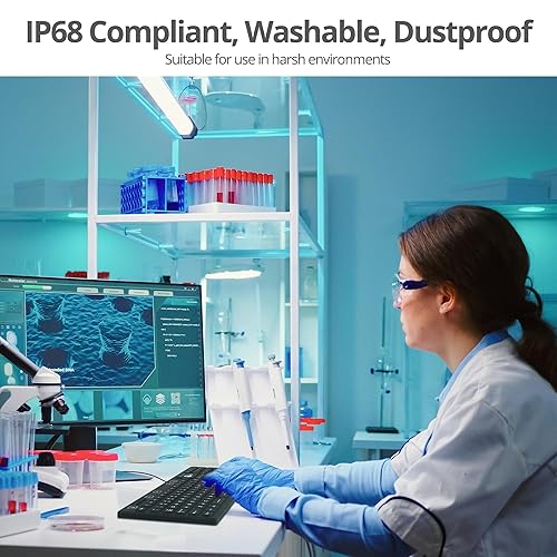 SIIG Wired Silicone Washable USB-A Keyboard with Touchpad, 110-key Layout, Industrial & Medical Grade, Dustproof, IP68 Compliant, 5 Levels Brightness, Silent & Quiet, Windows, Mac (JK-US0W11-S1)