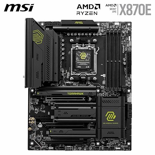 MSI MAG X870E Tomahawk WiFi Gaming Motherboard (AMD Ryzen 9000/8000/7000 Series Processors, AM5, DDR5, PCIe 4.0, M.2, SATA 6Gb/s, USB 3.2 Gen 2, HDMI/DP, Wi-Fi 6E, Bluetooth 5.3, 2.5Gbps LAN, ATX)