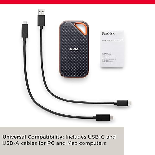 SanDisk 4TB Extreme PRO Portable SSD - Up to 2000MB/s - USB-C, USB 3.2 Gen 2x2, IP65 Water and Dust Resistance, Updated Firmware - External Solid State Drive - SDSSDE81-4T00-G25 4TB New Generation