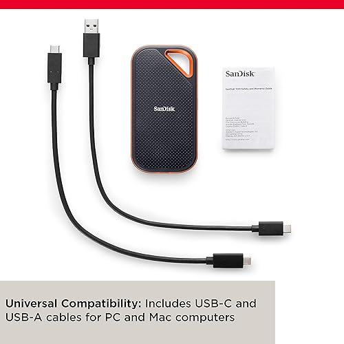 SanDisk 1TB Extreme PRO Portable SSD - Up to 2000MB/s - USB-C, USB 3.2 Gen 2x2, IP65 Water and Dust Resistance, Updated Firmware - External Solid State Drive - SDSSDE81-1T00-G25 1TB New Generation