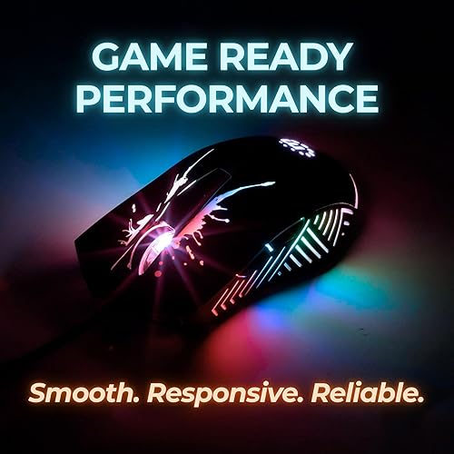 MANHATTAN RGB LED Wired Optical USB Gaming Mouse - 7200 DPI, Ergonomic Shape, 7 Buttons, Color-Changing LEDs, Low-Friction Base, Computer Mouse for Laptop, Extra-Long Braided Cable - 190121