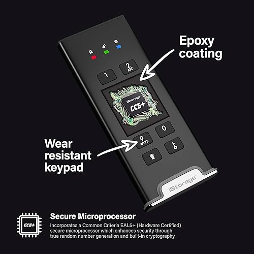 iStorage diskAshur M2 – PIN authenticated, Hardware encrypted USB 3.2 Portable SSD. Ultra-Fast, FIPS Compliant, Rugged & Portable. (500GB), black (IS-DAM2-256-500)