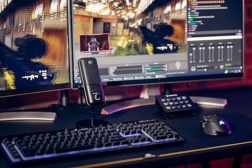 Elgato Wave:3 - Premium Studio Quality USB Condenser Microphone for Streaming, Podcast, Gaming and Home Office, Free Mixer Software, Sound Effect Plugins, Anti-Distortion, Plug ’n Play, for Mac, PC Black Microphone