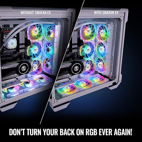 Thermaltake SWAFAN EX 12 ARGB PC Cooling Fan White, 3-Fan pcak, 500~2000 RPM, Magnetic Connection, Reversable Blades, sync with MB RGB Software, CL-F169-PL12SW-A