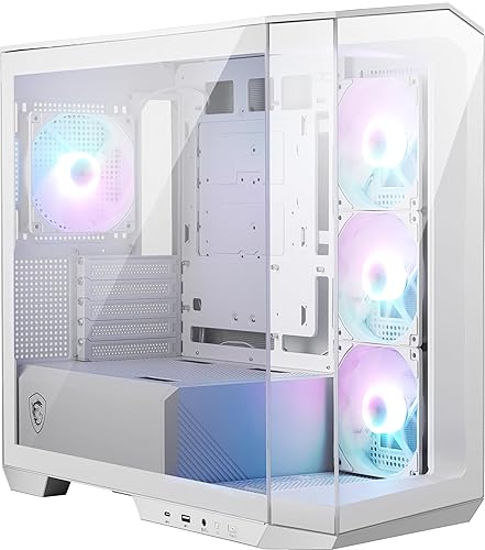 MSI MAG PANO M100R PZ White Micro ATX Gaming Case, Support Back-Connect Motherboard, 270-degree Panoramic Display, 4 aRGB Fans MAG PANO M100R PZ White White mATX