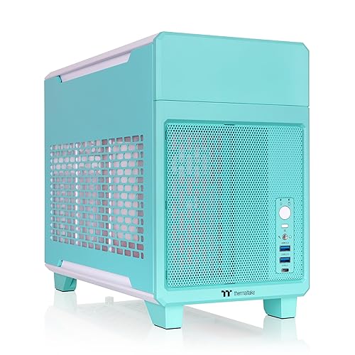 Thermaltake TR100 SFF Chassis; mITX Support; 18.9 Liters; PCIe 4.0 Riser Cable Included; 360mm GPU Clearance; 280mm Radiator Support; Removable PCIe Bracket; Mint Strawberry; CA-11A-00SLNN-00