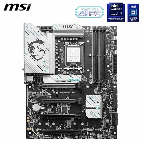 MSI B860 Gaming Plus WiFi Motherboard, ATX - Supports Intel Core Ultra Processors (Series 2), LGA 1851 - DDR5 Memory Boost 8800+ MT/s (OC), PCIe 5.0 x16 x16, M.2 Gen5, Intel Killer 5G LAN, Wi-Fi 7