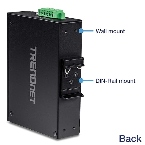TRENDnet 8-Port Industrial Unmanaged Fast Ethernet DIN-Rail Switch, TI-E80, 8 X Fast Ethernet Ports, 12 – 56 VDC Redundant Power inputs, 6Kv ESD and 2Kv Eft Protection, Lifetime Protection