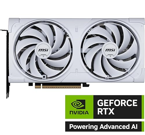 MSI Gaming RTX 5070 12G Ventus 2X OC White Graphics Card (12GB GDDR7, 192-bit, Extreme Performance: 2557 MHz, DisplayPort x3 2.1a, HDMI 2.1b, NVIDIA Blackwell Architecture)