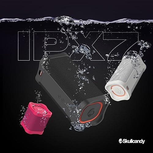Skullcandy Terrain Mini Wireless Bluetooth Speaker - IPX7 Waterproof Portable Speaker with Dual Custom Passive Radiators, 14 Hour Battery, Nylon Wrist Wrap, & True Wireless Stereo Red