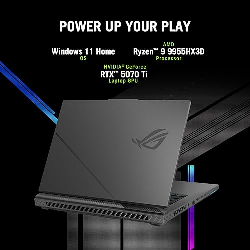 ASUS ROG Strix G16 (2025) Gaming Laptop, 16” ROG Nebula 16:10 2.5K 240Hz/3ms, NVIDIA® GeForce RTX™ 5070 Ti, AMD Ryzen™ 9 9955HX3D Processor, 32GB DDR5-5600, 1TB PCIe Gen 4 SSD, Wi-Fi 6E, Win 11 Home R9 X3D | RTX5070 Ti