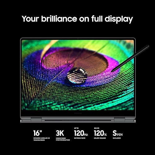 SAMSUNG 16” Galaxy Book5 Pro 360 Copilot+ PC, AI Business Laptop, Windows 11 Pro, Intel Core Ultra 7 Processor 258V, 3K AMOLED Touchscreen, 32GB / 1TB, 120HZ, 2025 Model NP964QHA-KG2US, Gray Intel Core Ultra 7 Processor 258V 16 Inch Business PC Gray