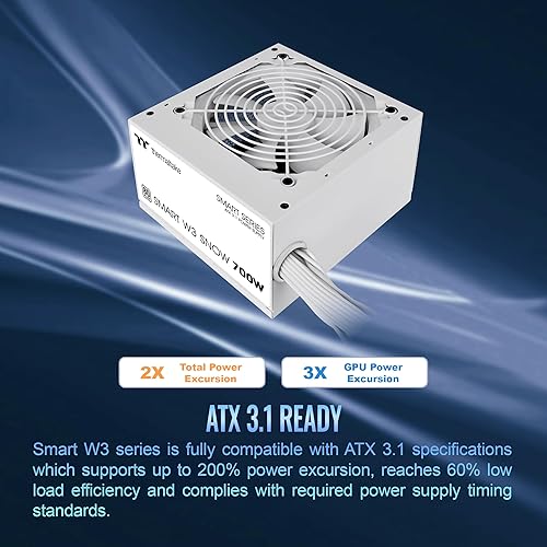 Smart W3 Series Snow Edition 80Plus Certified 700W Power Supply; ATX v3.1 Spec; 120mm FDB Fan; PS-SPW-0700NNFAWU-W; 5 Year Warranty