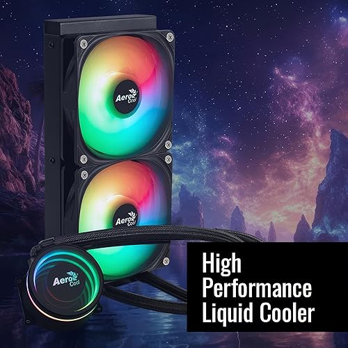 AeroCool Oasis L240 ARGB AIO Liquid CPU Cooler, TDP 280W, 240mm Radiator, Mirage Design with ARGB Lighting, 2x120mm ARGB Fans, Intel LGA 1700, 1200, 115X, 1851, 1366, AMD AM5/AM4 Sockets - Black Black AIO L240mm