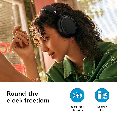 Sennheiser ACCENTUM Plus Wireless Bluetooth Headphones - Quick-Charge Feature, 50-Hr Battery Playtime, Adaptive Hybrid ANC, Sound Personalization, Touch Controls – Black
