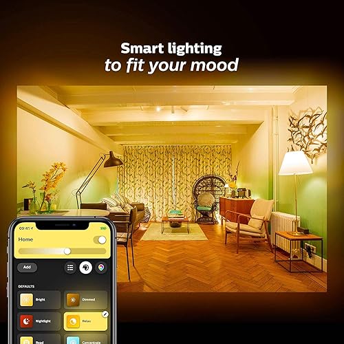 Philips Hue White Ambiance 7.5W Equivalent 65W BR30 LED Smart Bulb, Dimmable, Bluetooth & Zigbee Compatible, Voice Activated with Alexa, 2-Pack