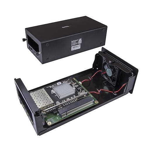 StarTech Thunderbolt 3 to 10GBe NIC 4 x Open SFP+ Ports External PCIe Enclosure with DisplayPort Monitor Port Thunderbolt 3 to Ethernet Model BNDTB410GSFP