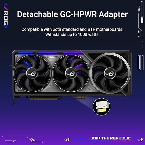 ROG Astral GeForce RTX™ 5090 BTF OC Edition Gaming Graphics Card (PCIe® 5.0, 32GB GDDR7, HDMI®/DP 2.1, 3.8-Slot, Detachable Graphics Card high Power (GC-HPWR) Adapter Withstand up to 1000W, 4 Fans)