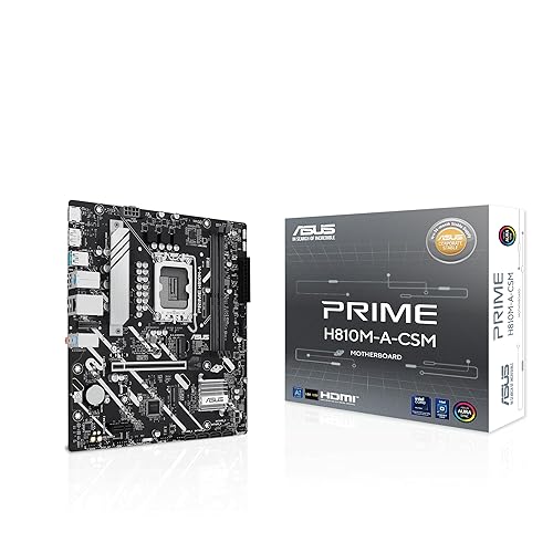 Prime H810MASUS Prime H810M-A-CSM Intel H810 LGA 1851 mATX Motherboard, 6+1+1+1 Discrete MOS, DDR5, PCIe 4.0, 2xM.2 Slots, Intel 1Gb Ethernet, DisplayPort, HDMI, USB 10Gbps,USB 5Gbps Type-C-A CSM