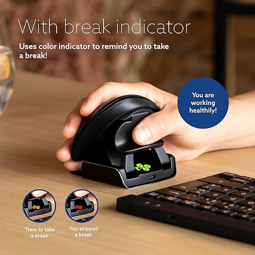 R-Go Twister Ambidextrous Mouse, Foldable design, Ergonomic vertical, With Break Software, Duo connection(Bluetooth&usb C), Silent Click, Prevents Tennis Elbow/RSI, For Windows/Mac, Black