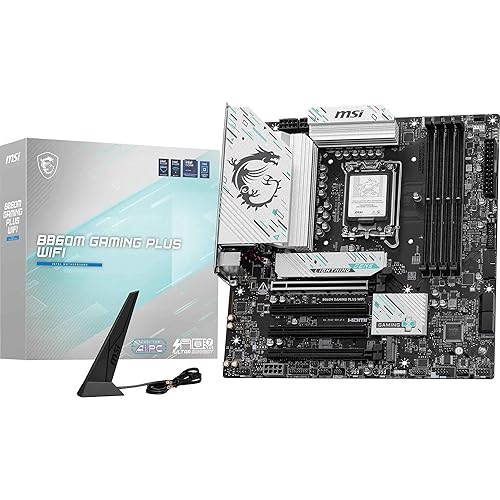 MSI B860M Gaming Plus WiFi Motherboard, mATX - Supports Intel Core Ultra Processors (Series 2), LGA 1851 - DDR5 Memory Boost 8800+ MT/s (OC), PCIe 5.0 x16, M.2 Gen5, Intel Killer 5G LAN, Wi-Fi 7