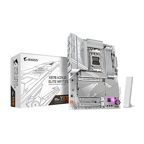 GIGABYTE X870 AORUS Elite WIFI7 ICE AM5 LGA 1718, ATX, DDR5, 4X M.2, PCIe 5.0, USB4, Wi-Fi 7, 2.5GbE LAN, EZ-Latch, Q-Flash