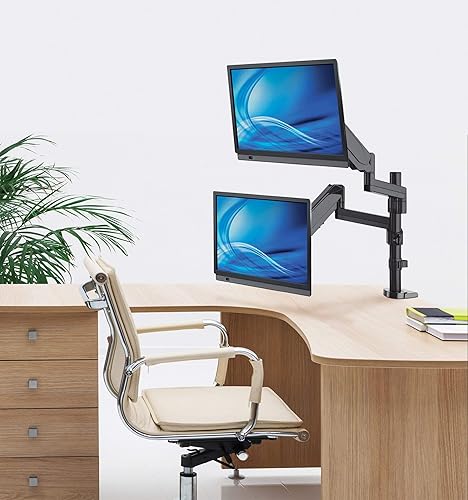 Manhattan Universal Gas Spring Dual Monitor Mount Two Gas-Spring Jointed Arms, Supports Two 17 to 32 TVs Or Monitors up to 8 Kg (17.64 Lbs.)