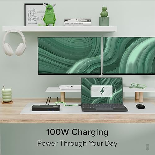 Plugable 12-in-1 USB C Triple Monitor Docking Station, Triple 4K Displays with 3X HDMI or 3X DisplayPort, Compatible with Mac, Windows, Thunderbolt, USB4, USB-C (100W PD, 6X USB Ports, Ethernet)