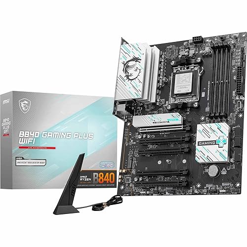 MSI B840 Gaming Plus WiFi Motherboard, ATX - Supports AMD Ryzen 9000/8000 / 7000 Processors, AM5 - DDR5 Memory Boost 8000+ MT/s (OC), PCIe 4.0 x16, M.2 Gen4, Wi-Fi 7, 2.5G LAN