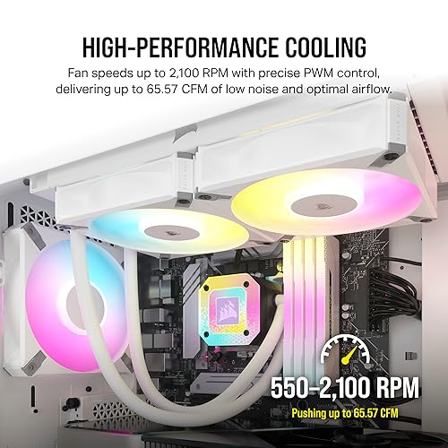 Corsair iCUE AF120 RGB Elite 120mm PWM Triple Fan Kit - Eight RGB LEDs Per Fan - AirGuide Technology - Fluid Dynamic Bearing - Zero RPM Fan Mode - Included iCUE Lighting Node CORE Controller - White